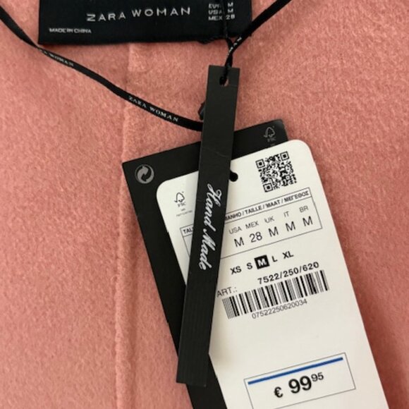 Zara pink wool double breasted coat - Picture 3 of 4